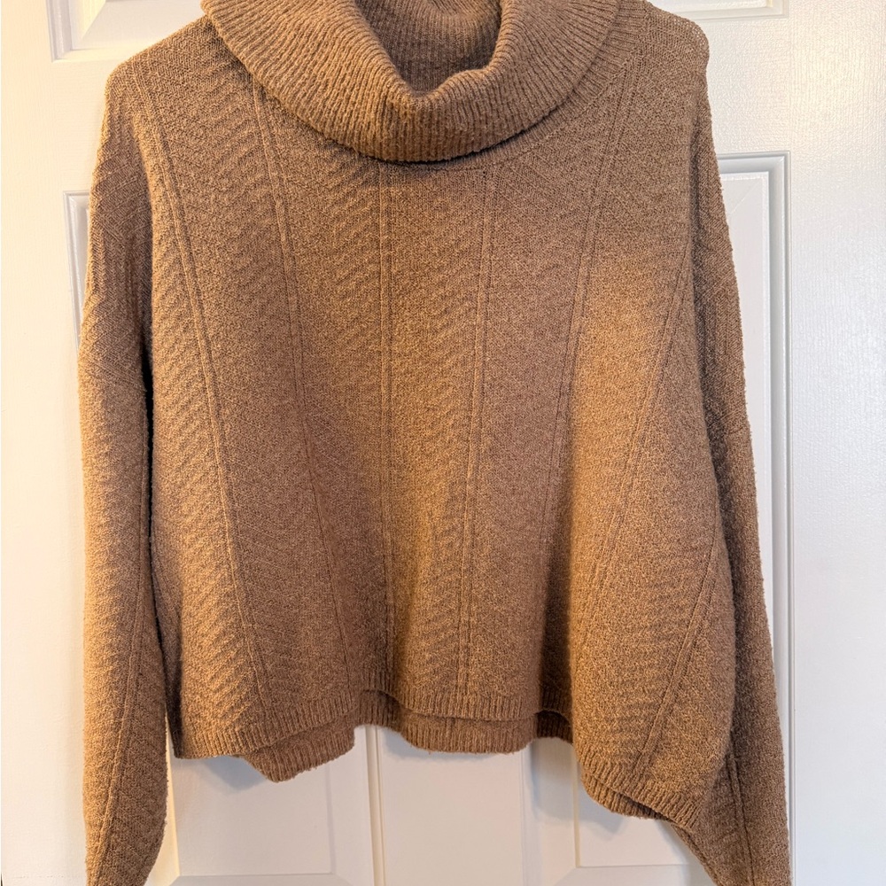 Elegant Tan Cowlneck Sweater